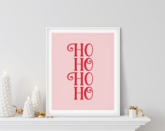 Christmas Wall Art, Ho Ho Ho Print, Ho Ho Ho Printable, Holiday Decor, Christmas Prints, Christmas Wall Decor, Modern Holiday Decor