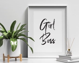 Impressão de chefe de menina, arte de parede para impressão, impressão de citações, impressão inspiradora, arte de parede de escritório, presente para ela, citação de chefe de menina
