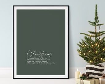 Christmas Definition Print, Christmas Printable Wall Art, Green Christmas Decor, Christmas Print, Holiday Wall Art, Digital Download