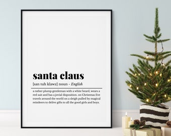 Santa Claus Definition Print, Christmas Wall Decor, Christmas Wall Art, Modern Holiday Decor, Holiday Art, Santa Definition Art, Home Decor