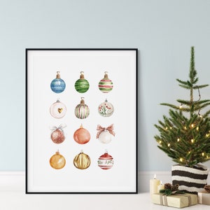 Christmas Printable Wall Art, Christmas Baubles, Christmas Decor, Christmas Illustrations, Modern Holiday Decor, Christmas Wall Art