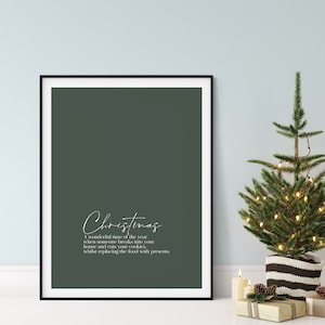 Christmas Definition Print, Christmas Printable Wall Art, Green Christmas Decor, Christmas Print, Holiday Wall Art, Digital Download