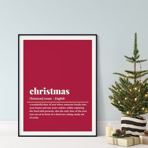 Weihnachten Definition Druck, Weihnachten Druckbare Wandkunst, Rote Weihnachten Deko, Weihnachten Wandkunst, Moderne Weihnachten