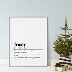 Christmas Printable Wall Art, Frosty Definition Print, Christmas Wall Decor, Holiday Art, Frosty Poster, Modern Christmas, Definition Print