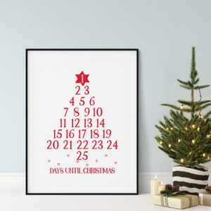 Advent Calendar Printable, Christmas Countdown, Christmas Printable Wall Art, Christmas Decor, Christmas Holiday Decor, Digital Download,
