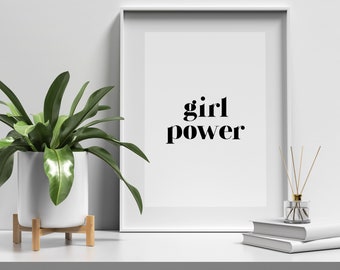 Impressão Girl Power, GRL PWR, pôster Girl Power, arte de parede Girl Power, pôster Grl Power, arte de parede de quarto, decoração de quarto de menina, pôster feminista