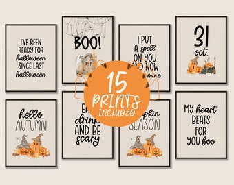Halloween Gallery Wall Set, 15 Halloween Printables, Retro Halloween Decor, Halloween Printable Wall Art, Spooky Season Decor, Leapandhook