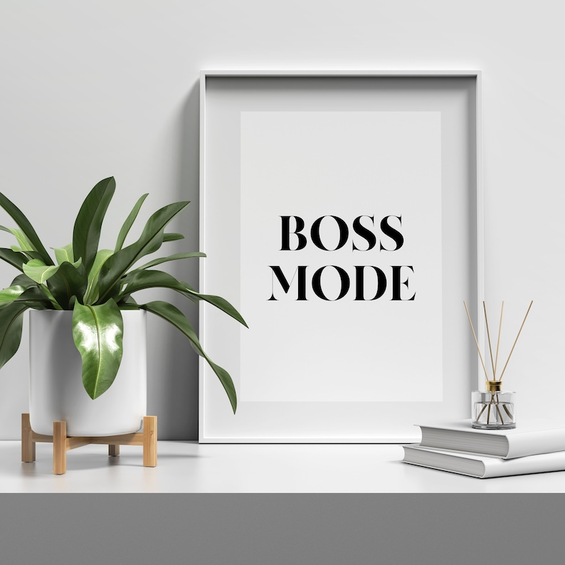 Bossläge, Kontorsdekor, Motiverande Utskrivbart, Tjejkontorstavla, Väggkonststavla bild 2