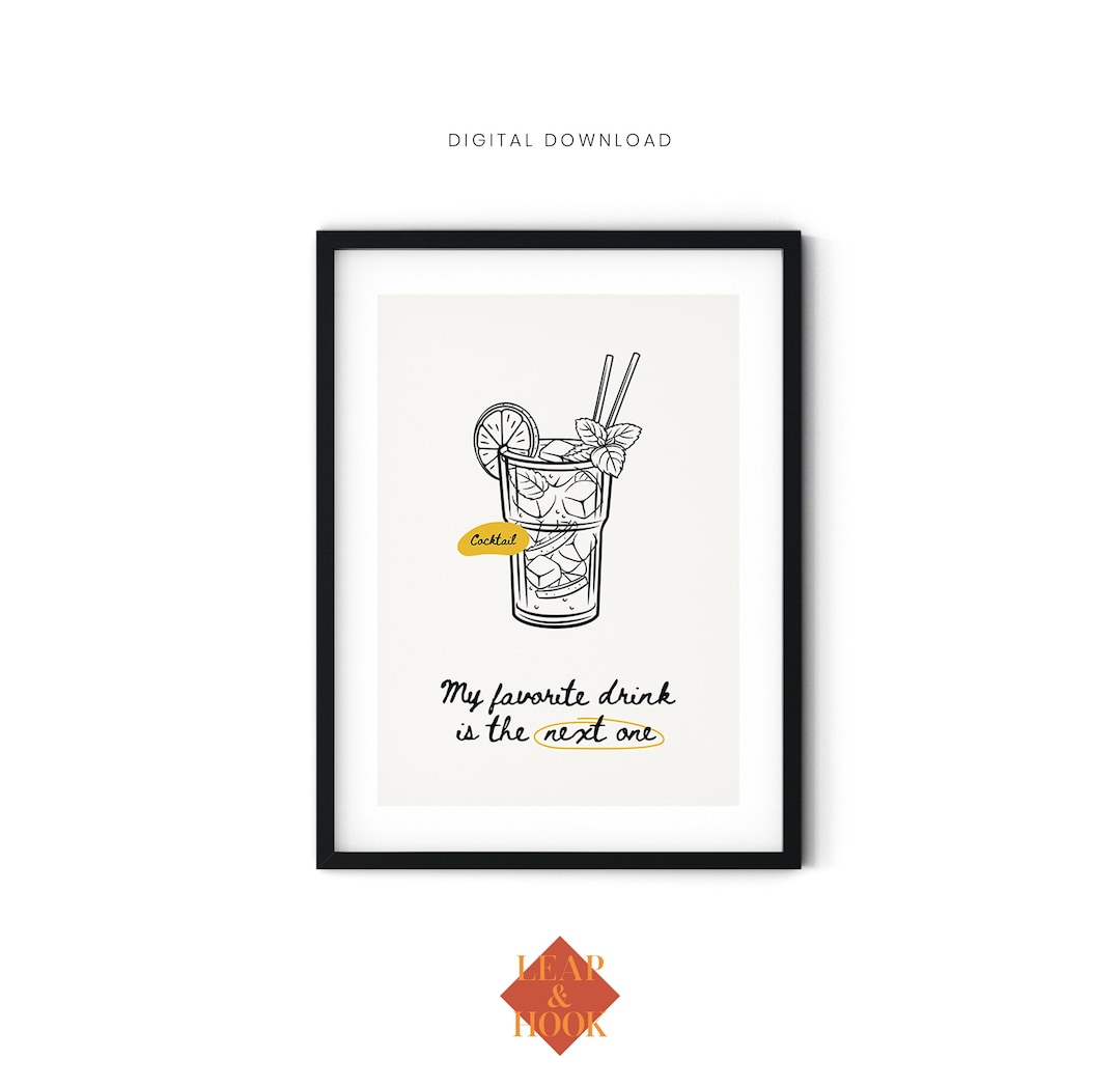 Cocktail Print, Funny Bar Cart Decor, Trendy Bar Cart Wall Art, Bar