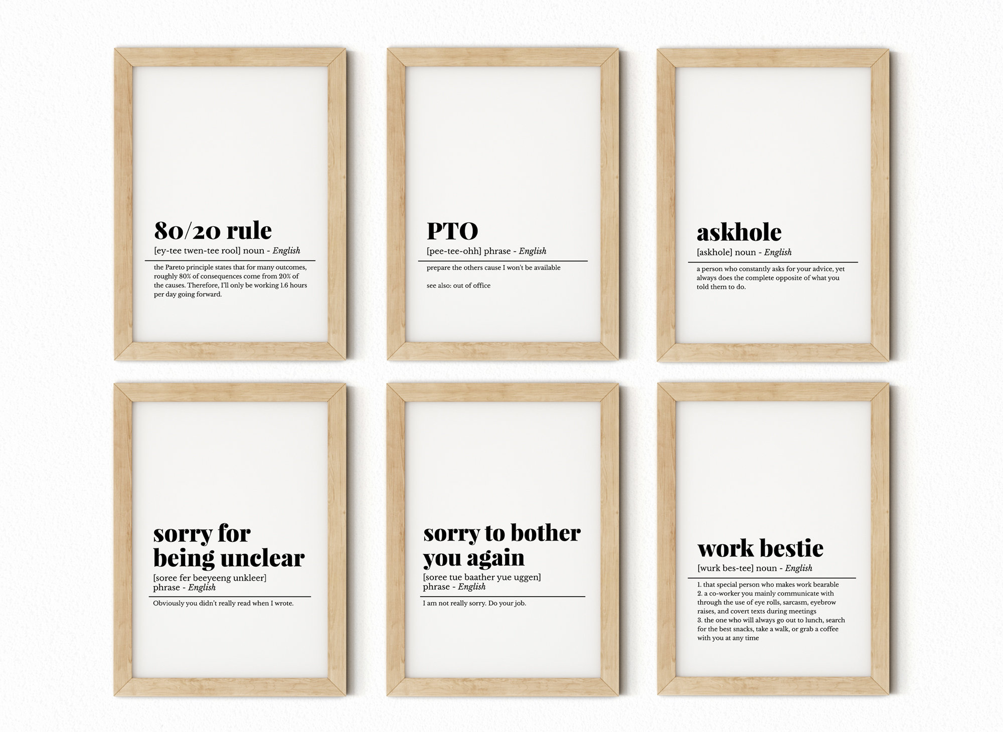 Office Wall Art Set, 40+ Printables, Home Office Decor, Work From Home, Definition Print, Printable Wall Art, Office Wall Decor,Email Prints