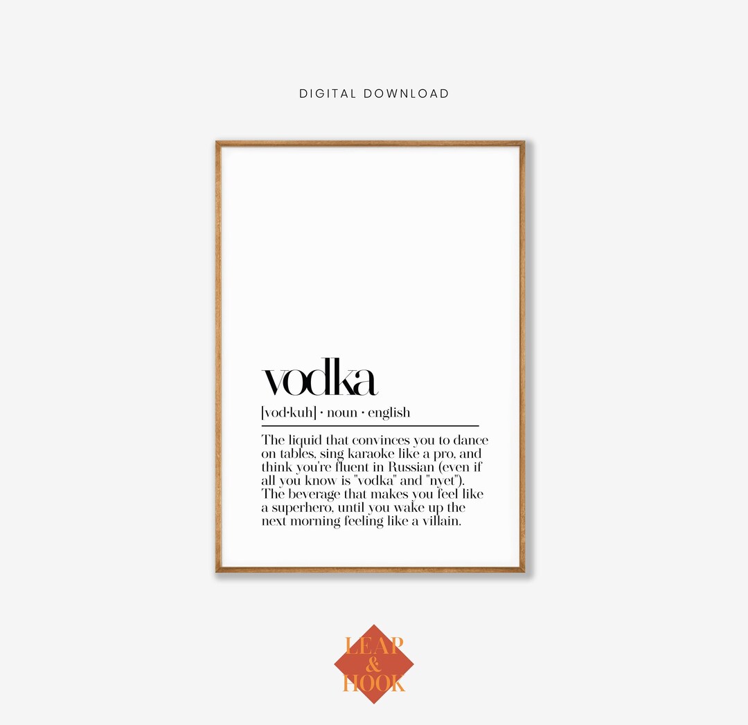Vodka Definition Print, Bar Cart Decor, Vodka Art, Bar Art, Vodka Decor