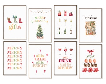 Christmas Prints, 30 Christmas Printables, Colorful Christmas Decor, Christmas Printable Wall Art, Holiday Decor, Christmas Gallery Wall Set