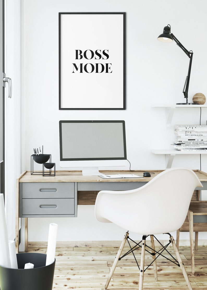 Bossläge, Kontorsdekor, Motiverande Utskrivbart, Tjejkontorstavla, Väggkonststavla bild 8