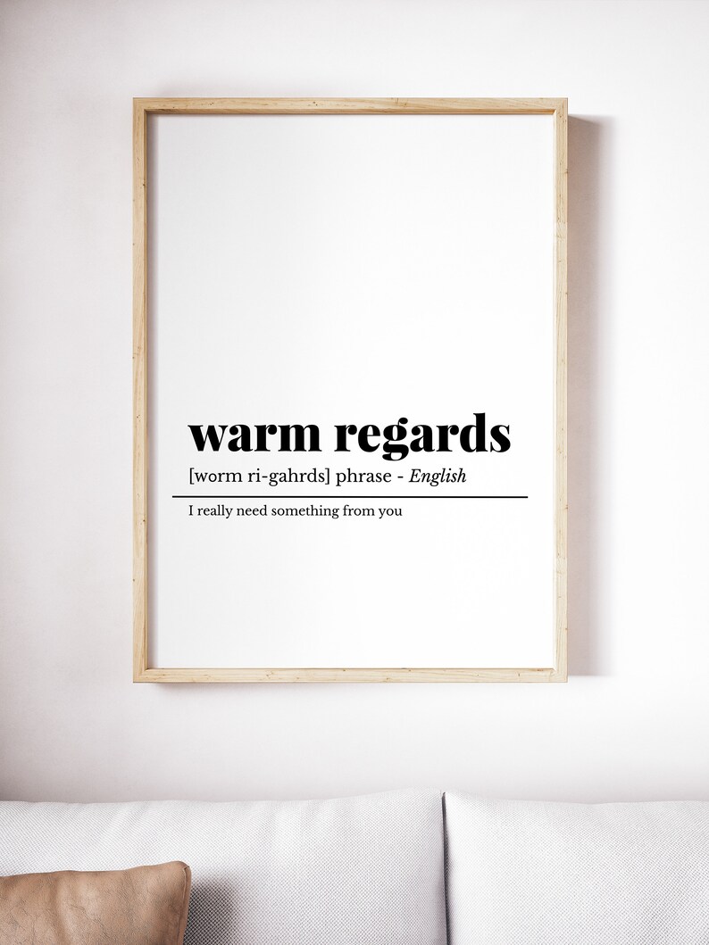 Funny Office Email Warm Regards Definition Coworker Gift Etsy