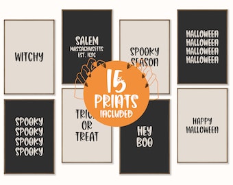 Halloween Decor, Set of 15 Printables, Halloween Gallery Wall, Halloween Printable Wall Art, Spooky Decor, Halloween Poster, Witchy Wall Art