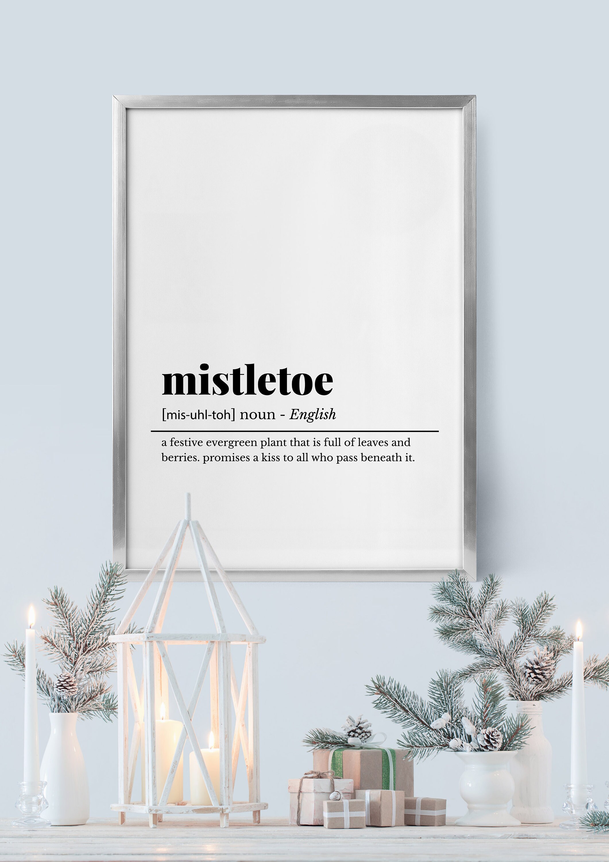 Mistletoe Definition Print, Mistletoe Poster, Mistletoe Sign