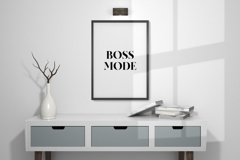 Bossläge, Kontorsdekor, Motiverande Utskrivbart, Tjejkontorstavla, Väggkonststavla bild 3