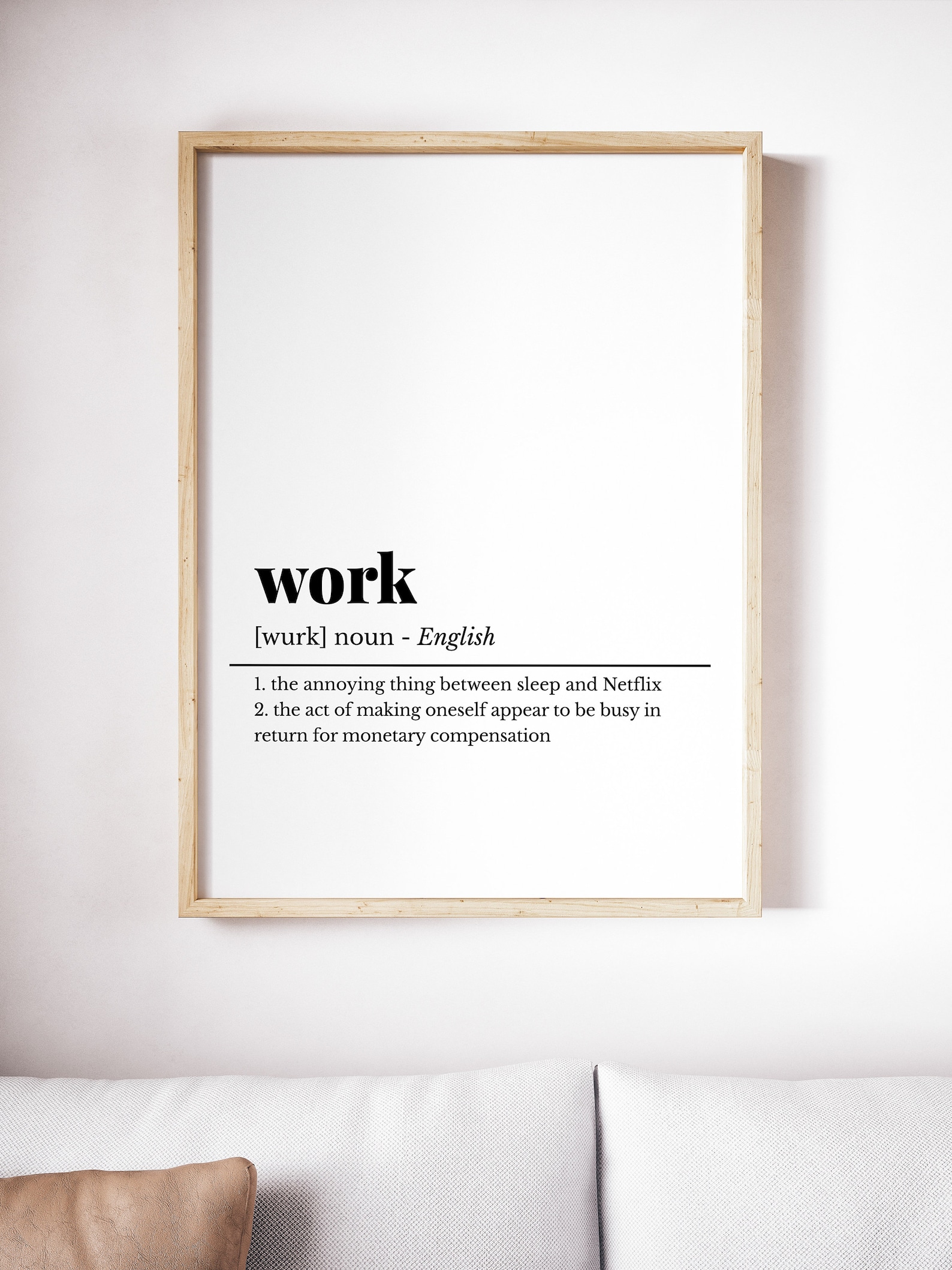 Funny Home Office Poster, Work Definition Poster, Funny Work Poster ...