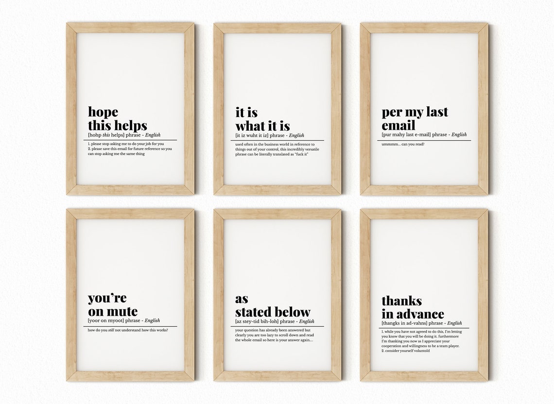Funny Office Decor, 24 Printables, Gallery Wall Set, Office Wall Art ...