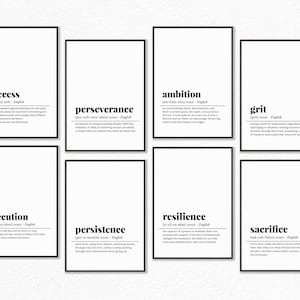 Motivational Wall Art Set, 16 PRINTABLES, Success Quotes, Home Office Decor, Work From Home Art Prints, Definition Prints, Office Wall Decor