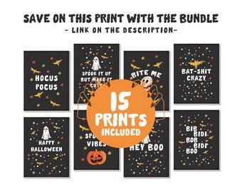 Halloween Printables Bundle, Spooky Gallery Wall Art (Digital Download)