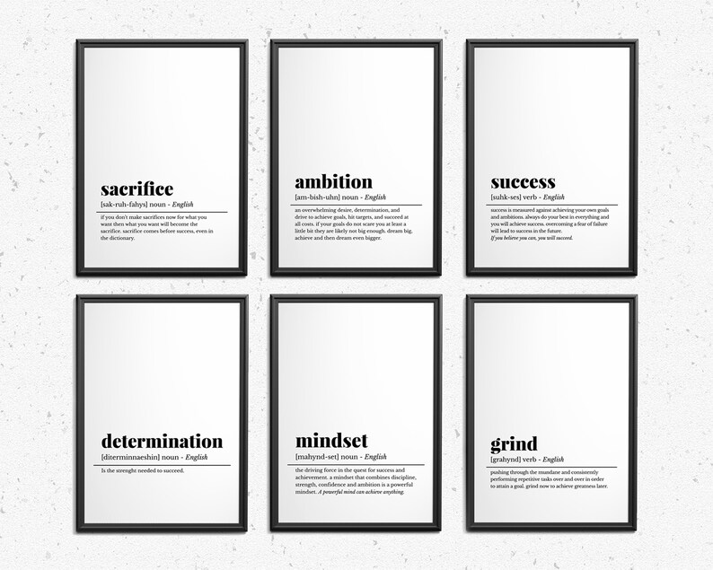 Motivational Wall Art Set 12 PRINTABLES Success Quotes Home Etsy