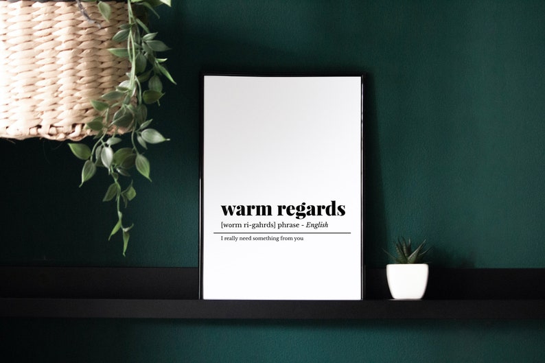 Funny Office Email Warm Regards Definition Coworker Gift Etsy