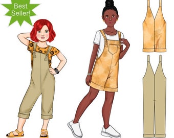 Dahlia - Kids Size 3-14 Overalls PDF Sewing Pattern