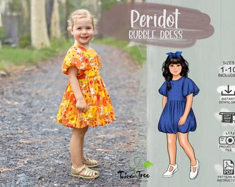 Kids Bubble Hem Dress 1 - 10 PDF Sewing Pattern