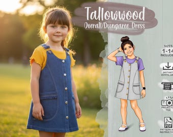Kids Overall/Dungaree Dress 1 - 14 PDF Sewing Pattern
