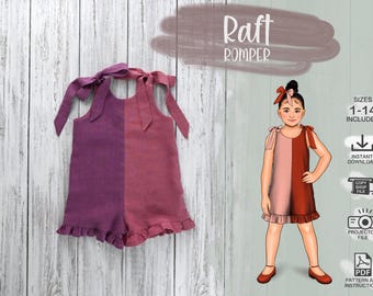 Kids Ruffle Romper Size 1 - 14 PDF Sewing Pattern