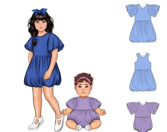 Baby Bubble Hem Dress and Romper NB - 3 PDF Sewing Pattern