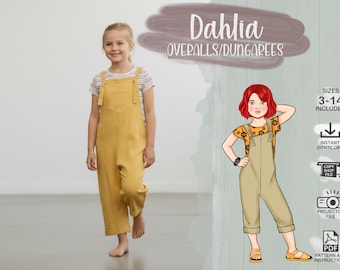 Kids Size 3-14 Overalls PDF Sewing Pattern