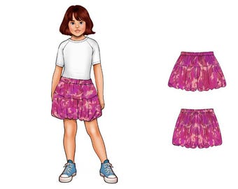 Kids Bubble Hem Shorts Size 1 - 14 PDF Sewing Pattern