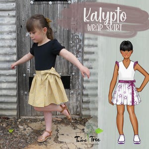 Wrap Skirt PDF Sewing Pattern Kids Sizes 2-14