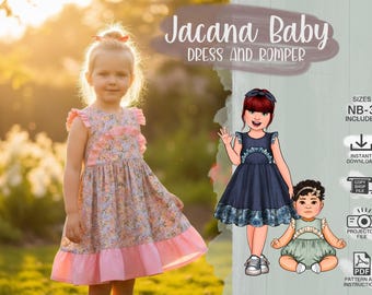 PDF Sewing Pattern Baby Dress and Romper Size Newborn - 3