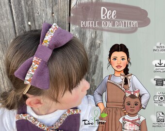 Ruffle Bow PDF Sewing Pattern - 2 Sizes Included