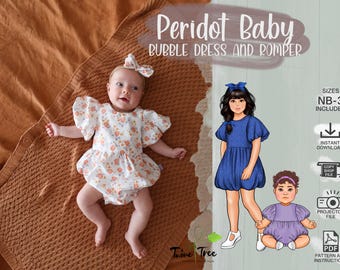 Baby Bubble Hem Dress and Romper NB - 3 PDF Sewing Pattern
