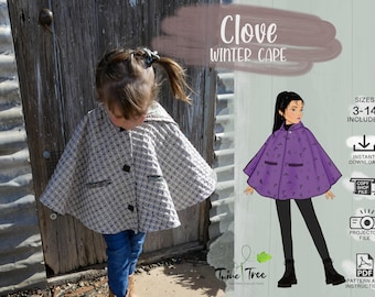 Kids Size 1-14 Cape PDF Sewing Pattern