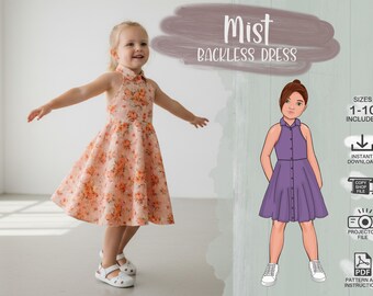 Girls PDF Sewing Pattern Dress Size 1-10