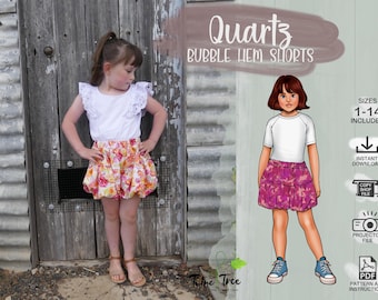 Kids Bubble Hem Shorts Size 1 - 14 PDF Sewing Pattern
