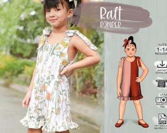 Kids Ruffle Romper Size 1 - 14 PDF Sewing Pattern