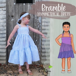 Girls Dress PDF Sewing Pattern - Size 1-14 - 2 Lengths - Asymmetrical Tiers