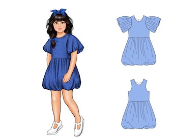 Kids Bubble Hem Dress 1 - 10 PDF Sewing Pattern