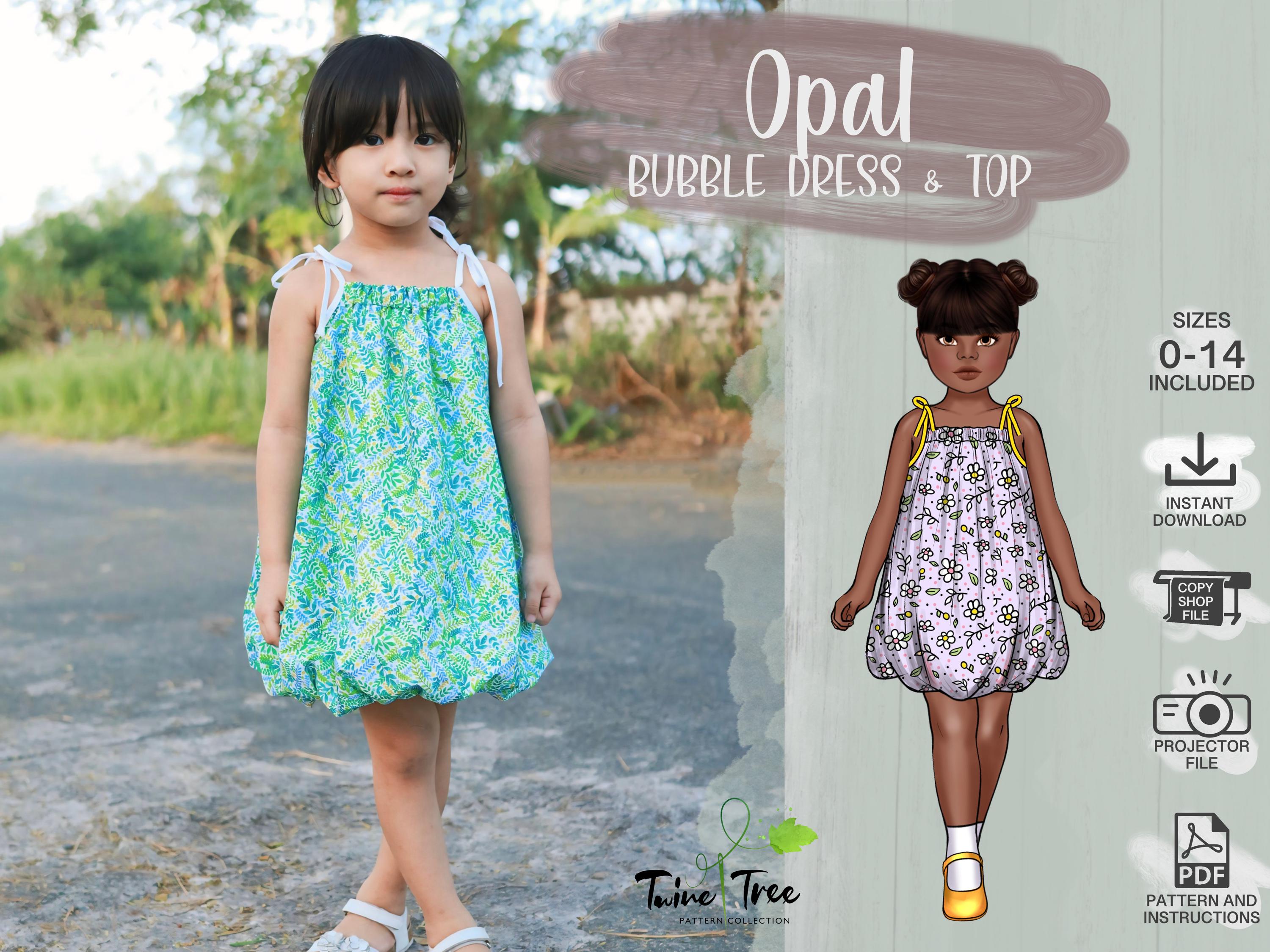 Kids Bubble Hem Dress and Top Size 0 - 14 PDF Sewing Pattern