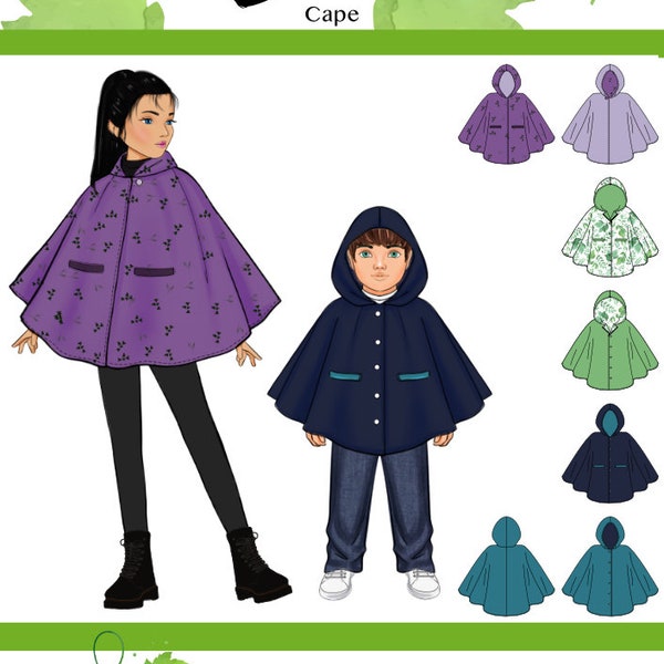 Clove - Kids Size 1-14 Cape PDF Sewing Pattern