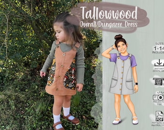 Kids Overall/Dungaree Dress 1 - 14 PDF Sewing Pattern