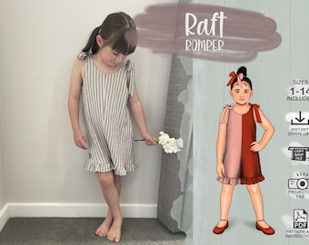 Kids Ruffle Romper Size 1 - 14 PDF Sewing Pattern