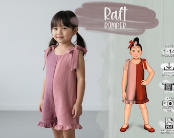 Kids Ruffle Romper Size 1 - 14 PDF Sewing Pattern