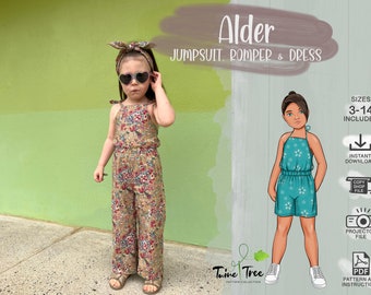 Alder - Jumpsuit, Romper, Dress and Maxi PDF Sewing Pattern - Size 3-14